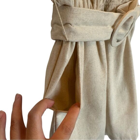 Princess Polly Cotton Blend Turin Romper Beige Short Sleeve - Women's 4 - Picture 9 of 12